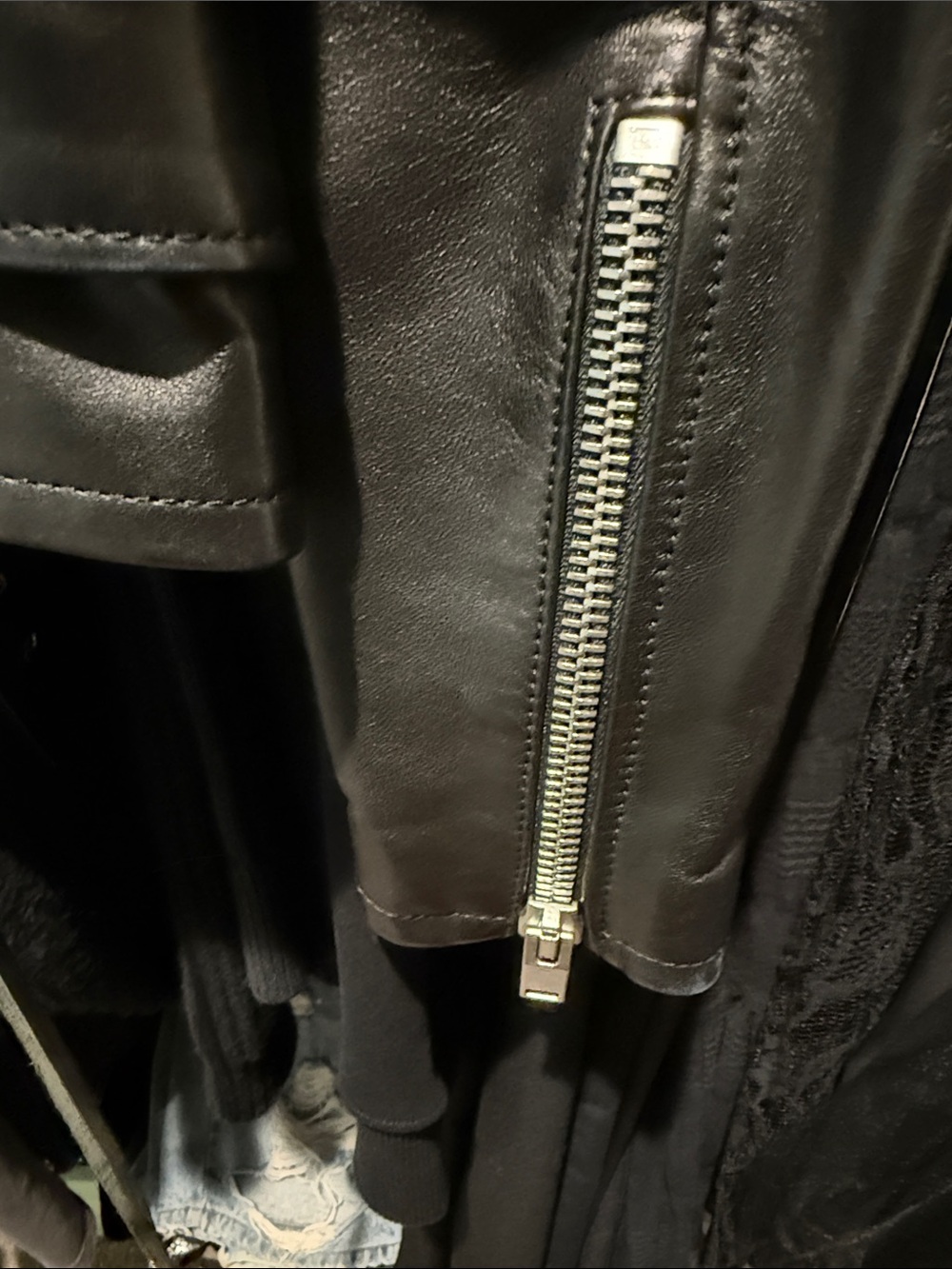 Saint Laurent Black Leather Biker Jacket with Silver Hardware - Picture 4 of 8